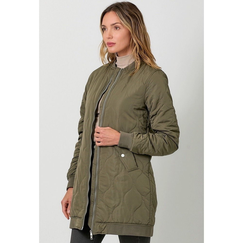 MYSTREE Quilted Midi Jacket-Olive 60268 Women's Size Medium NWT - Picture 7 of 7